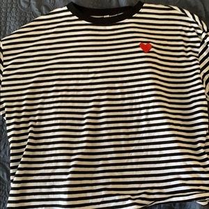 stripped long sleeve worn once with a heart
